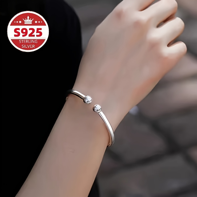 Women's S925 Sterling Silver Open-End Garlic Head Bracelet